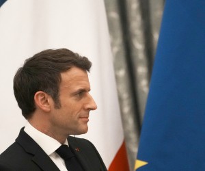 epa09736559 French President Emmanuel Macron listens to Russian President Vladimir Putin during a joint press conference after their talks in the Kremlin in Moscow, Russia, 07 February2022. International efforts to defuse the standoff over Ukraine intensified with French President Emmanuel Macron holding talks in Moscow and German Chancellor Olaf Scholz in Washington to coordinate policies as fears of a Russian invasion mount.  EPA/THIBAULT CAMUS / POOL MAXPPP OUT