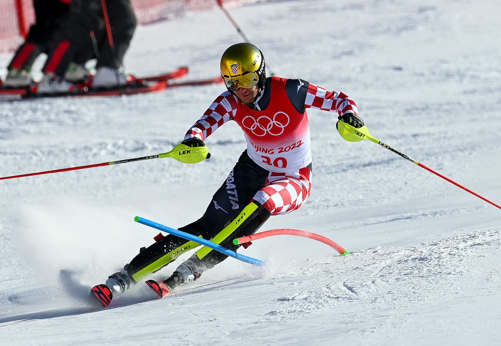 Peking, 16.02.2022 - Hrvatski skija Samuel Kolega tijekom prve vonje slaloma na Zimskim olimpijskim igrama u Pekingu.
foto HINA/ HOO/ Jaki Franja/ ds