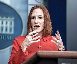 epa09763514 White House Press Secretary Jen Psaki speaks during a daily press briefing at the James S. Brady Press Briefing Room of the White House, in Washington, DC, USA, 16 February 2022.  EPA/Ken Cedeno/CNP / POOL