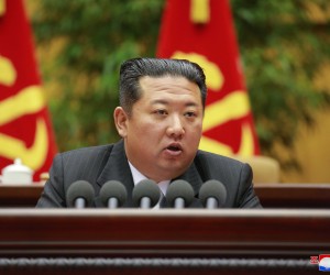epa09788360 A photo released by the official North Korean Central News Agency (KCNA) shows Kim Jong-Un, general secretary of the Workers' Party of Korea and president of the State Affairs of the Democratic People's Republic of Korea (DPRK), making an opening address at the 2nd Conference of Secretaries of Primary Committees of the Workers' Party of Korea (WPK), in Pyongyang, North Korea, 26 February 2022 (issued 27 February 2022).  EPA/KCNA   EDITORIAL USE ONLY