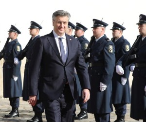 10.02.2022., Zagreb - Predsjednik Vlade Andrej Plenkovic primio je danas u Banskim dvorima predsjednika Vlade Grcke Kyriakosa Mitsotakisa koji boravi u sluzbenom posjetu Republici Hrvatskoj.
 Photo: Patrik Macek/PIXSELL