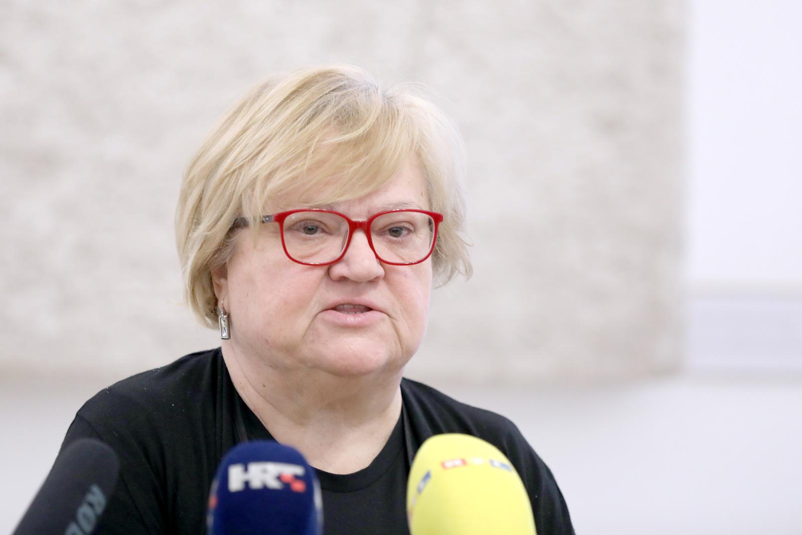 14.02.2022., Zagreb - Na konferenciji za medije odrzanoj u Saboru o aktualnim temema govorila je Anka Mrak Tarirtas. Photo: Patrik Macek/PIXSELL