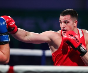 14.03.2021., Boksacki centar, velesajam Zagreb - 31. prvenstvo Hrvatske u boksu za seniore i senirke. Finalna borba, muskarci do +91 kg, Marko Milun i Marijan Brnic.rPhoto: Luka Stanzl/PIXSELL