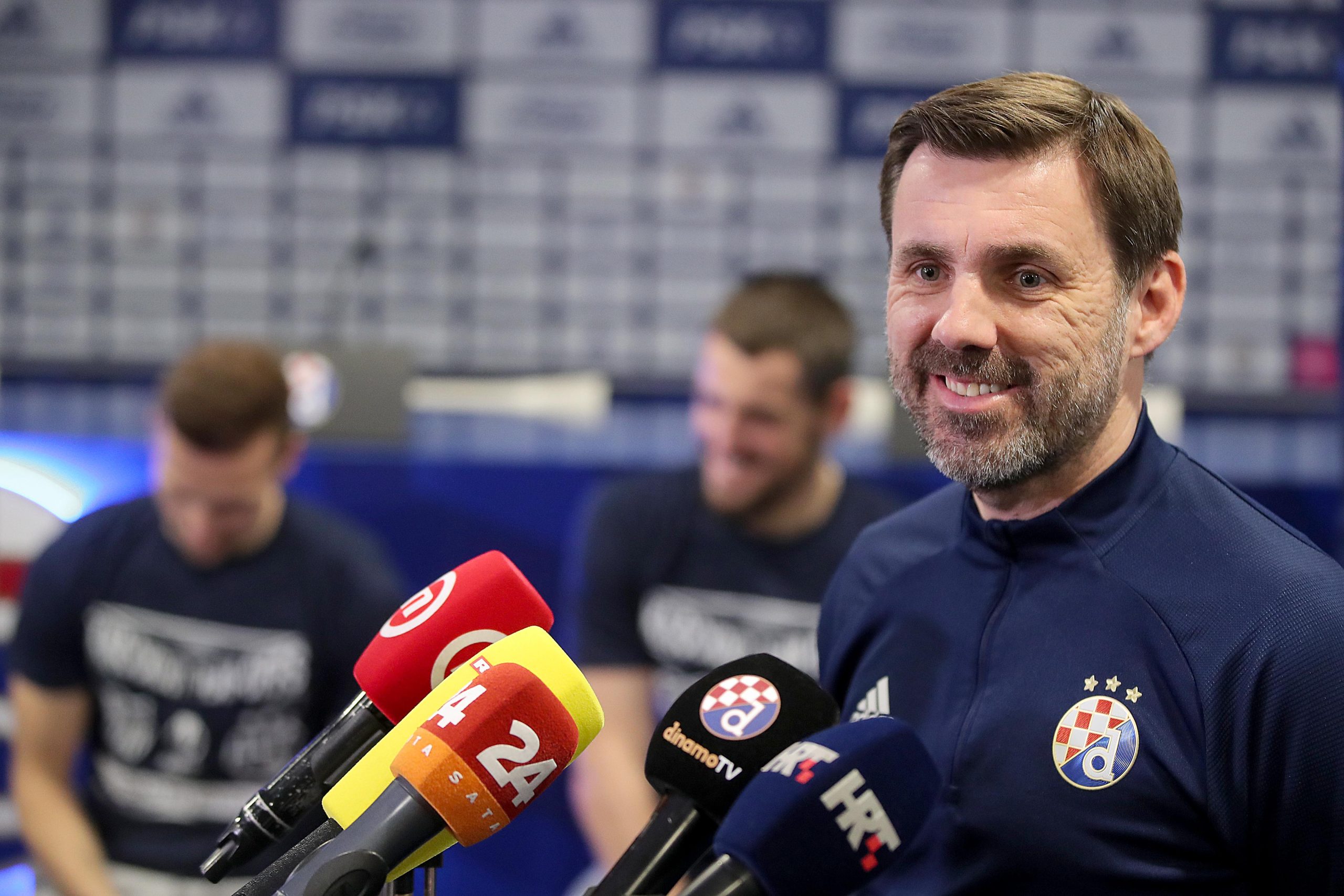 15.02.2022., Zagreb - Konferencija za medije GNK Dinamo prije odlaska ekipe u Sevillu na prvu utakmicu play-offa 1/16 finala Europske lige. Trener Zeljko Kopic, Arijan Ademi, Mislav Orsic. Photo: Goran Stanzl/PIXSELL