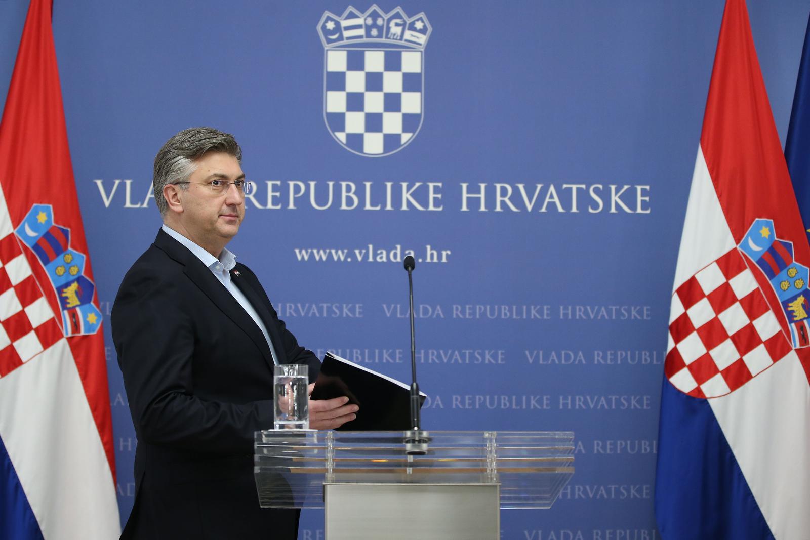 19.02.2022.,  Zagreb - Obracanje premijera Andreja Plenkovica medijima o uhicenju ministra Darka Horvata.  Photo: Matija Habljak/PIXSELL