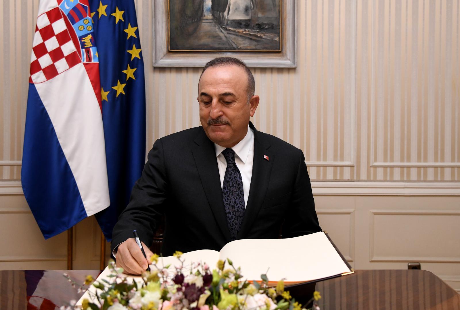 26.02.2021., Zagreb - Predsjednik Vlade RH Andrej Plenkovic sastao se u Banskim dvorima s ministrom vanjskih poslova Turske Mevlutom Cavusogluom. Photo: Josip Regovic/PIXSELL