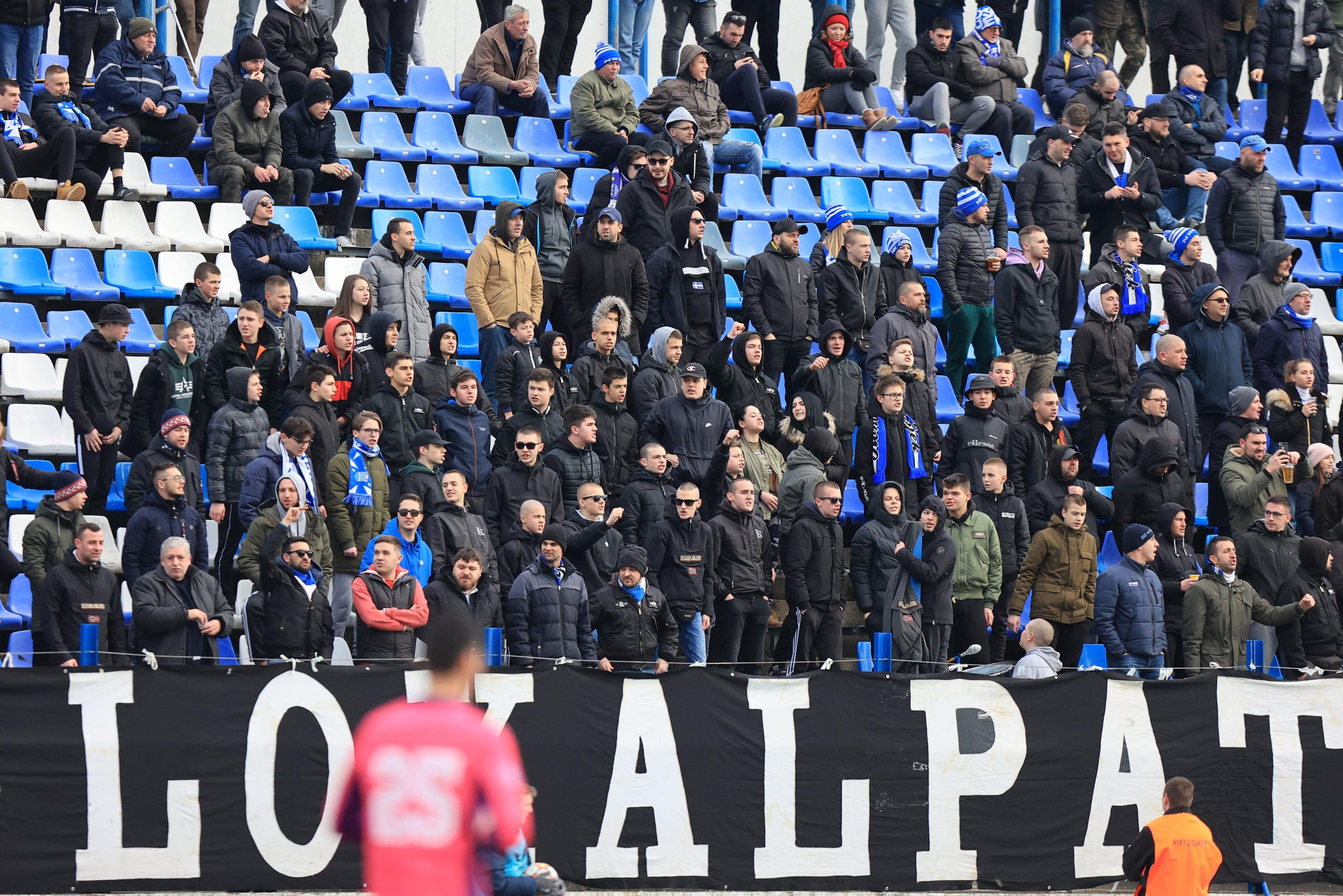 29.01.2022., stadion Gradski vrt, Osijek - Hrvatski Telekom Prva liga, 21. kolo, NK Osijek - NK Slaven Belupo. Navijaci Osijeka, Kohorta   Photo: Davor Javorovic/PIXSELL