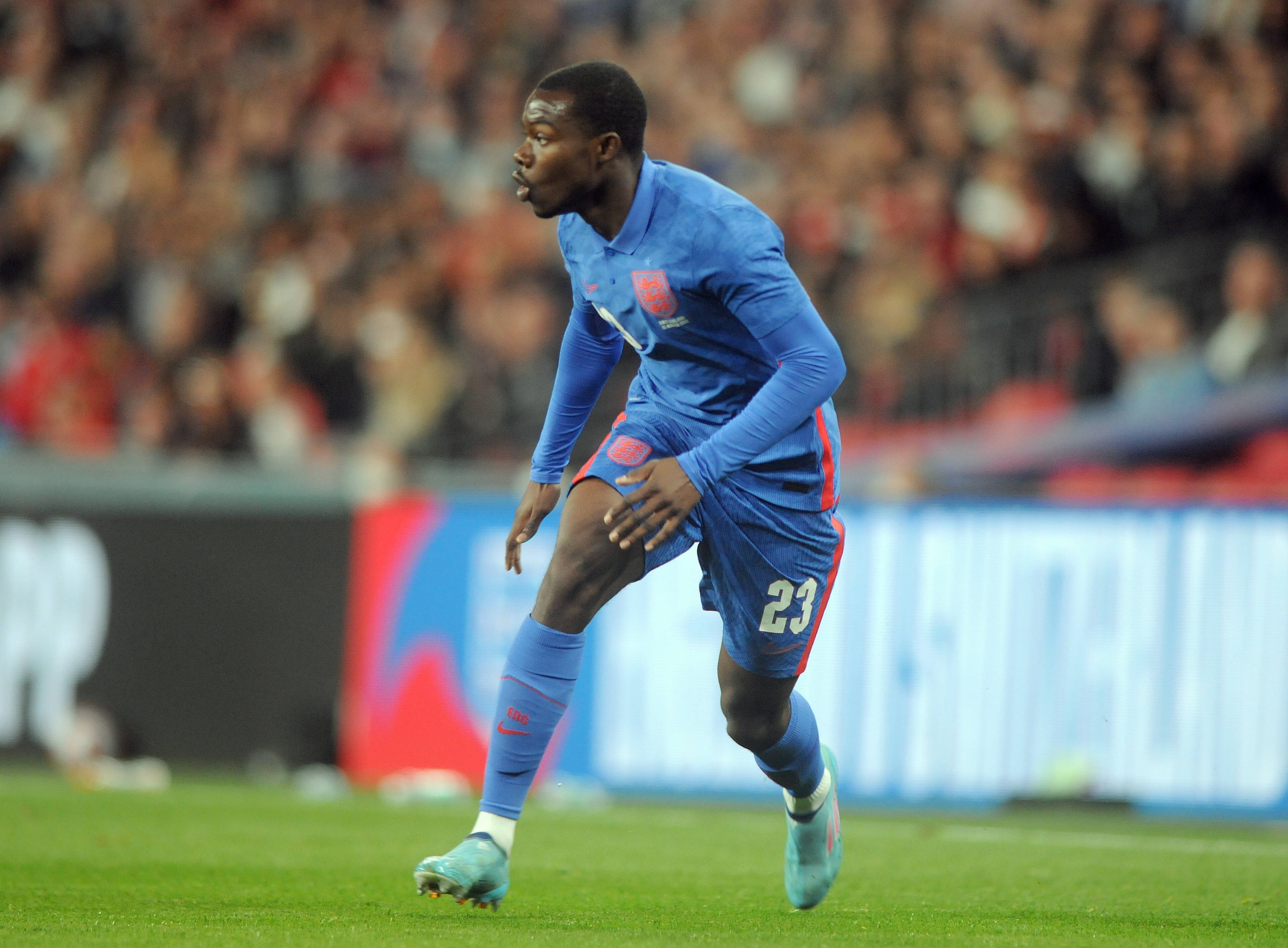 Football - 2022 - International Friendly, Länderspiel, Nationalmannschaft - England vs Switzerland - Wembley Stadium - Saturday 26th March 2022 Tyrick Mitchell of England making his debut PUBLICATIONxNOTxINxUK