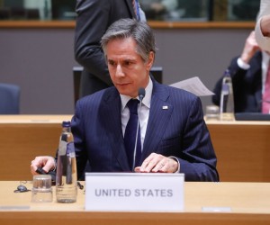 epa09801285 US Secretary of State Antony Blinken at the start of an extraordinary foreign affairs ministers council at the European Council in Brussels, Belgium, 04 March 2022.  EPA/STEPHANIE LECOCQ
