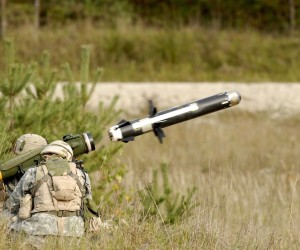 U.S. Army Soldiers from the 173rd Airborne Brigade Combat Team fire an FGM-148 Javelin anti-tank guided missile during training in Grafenwoehr, Germany, Oct. 24, 2006, in preparation for deployment. Soldiers with the 173rd are training together for the f irst time since their unit transformation into a brigade combat team. (U.S. Army photo by Gary L. Kieffer) (Released)