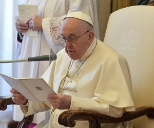 epa09800845 A handout picture provided by the Vatican Media shows Pope Francis during Ordinary Public Consistory for the vote on some causes of Canonization, at the Vatican Ciy, 04 March 2022.  EPA/VATICAN MEDIA HANDOUT  HANDOUT EDITORIAL USE ONLY/NO SALES