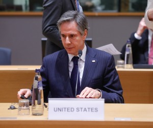 epa09801285 US Secretary of State Antony Blinken at the start of an extraordinary foreign affairs ministers council at the European Council in Brussels, Belgium, 04 March 2022.  EPA/STEPHANIE LECOCQ