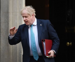 epa09812281 British Prime Minister Boris Johnson departs 10 Downing Street for Prime Minister's Questions at parliament in London, Britain, 09 March 2022.  EPA/ANDY RAIN