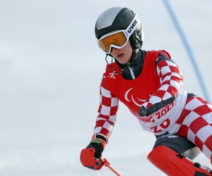 Peking, 12.03.2022 - Hrvatska paraolimpijka Lucija Smetiko tijekom prva vonje slaloma na Paraolimijskim igrma Peking 2022. Na slici Lucija Smetiko
foto HINA/ Damir SENCAR/ ds