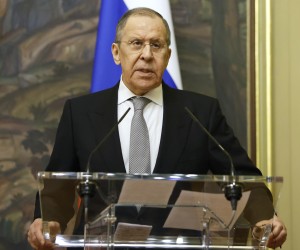 epa09826262 Russian Foreign Minister Sergei Lavrov attends a joint news conference with the Iranian Foreign Minister in Moscow, Russia, 15 March 2022. The Iranian Foreign Minister is on a working visit in Moscow.  EPA/MAXIM SHEMETOV / POOL