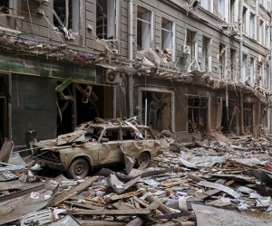epa09840193 (FILE) - General view of damage after the shelling of buildings in downtown Kharkiv, Ukraine, 03 March 2022 (reissued 21 March 2022). Russian troops entered Ukraine on 24 February prompting the country's president to declare martial law. Since Russia invaded Ukraine one month ago on 24 February 2022, more than three million Ukrainians became refugees, around 700 civilians were killed and over 1.000 more injured, the United Nations said.  EPA/SERGEY KOZLOV  ATTENTION: This Image is part of a PHOTO SET