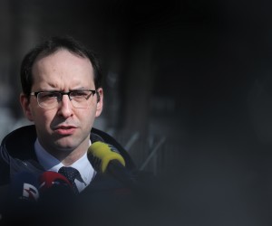 epa09843709 The director of Poland's National Security Department Stanislaw Zaryn speaks during a press conference in front of the Chancellery of the Prime Minister in Warsaw, Poland, 23 March 2022. Stanislaw Zaryn said that the Internal Security Agency (ABW) had compiled a list of 45 people conducting intelligence activities in Poland under diplomatic cover and that the head of the ABW had moved for their urgent expulsion from the country. Russian ambassador to Poland, Sergey Andreyev, has been summoned to the Polish Ministry of Foreign Affairs.  EPA/Pawel Supernak POLAND OUT