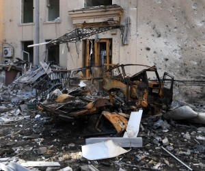 Harkiv, Ukrajina, 22.03.2022. - Razaranja tijekom ruskog granatiranja Harkiva, 22. ožujka. U tijeku je invazija Rusije na Ukrajinu. foto (sko) PAP/Andrzej Lange