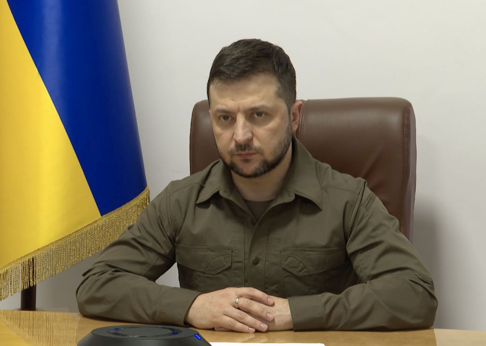 epa09846713 A handout photo made available by the Ukrainian Presidential Press Service shows Ukrainian President Volodymyr Zelensky in Kyiv (Kiev), Ukraine, 24 March 2022, addressing the participants of the Group of Seven (G7) Leaders meeting in Brussels, Belgium. The day marks one month since the beginning of the full-scale invasion of Ukraine by Russian forces.  EPA/UKRAINIAN PRESIDENTIAL PRESS SERVICE HANDOUT -- MANDATORY CREDIT: UKRAINIAN PRESIDENTIAL PRESS SERVICE -- HANDOUT EDITORIAL USE ONLY/NO SALES