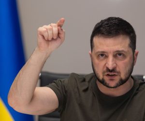 epa09855229 A handout photo made available by the Ukrainian Presidential Press Service shows Ukrainian President Volodymyr Zelensky reacting during an interview via videolink with Russian media, in Kyiv (Kiev), Ukraine, 27 March 2022 (issued 28 March 2022). According to the presidential office, Zelensky spoke in an interview with Russian journalists from 'Zygar' YouTube channel, 'Rain' TV channel, 'Meduza' portal, 'Kommersant' and 'Novaya Gazeta'.  EPA/UKRAINIAN PRESIDENTIAL PRESS SERVICE HANDOUT -- MANDATORY CREDIT: UKRAINIAN PRESIDENTIAL PRESS SERVICE -- HANDOUT EDITORIAL USE ONLY/NO SALES