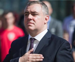01.06.2018., Osijek - Pred zgradom Osjecko-baranjske zupanije uprilicilo se svecano otvorenje izmjestenog Ureda predsjednice Republike Hrvatske Kolinde Grabar Kitarovic u Osjecko-baranjskoj zupaniji.     Mate RadeljicrPhoto: Davor Javorovic/PIXSELL