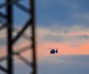 03.03.2022., Madjarska, Zahony, - Granicni prijelaz u Zahonyu sa Ukrajinom stizu konvoji humanitarne pomoci iz EU sve pod budnim okom policijskog helikoptera. Photo: Igor Soban/PIXSELL