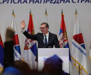 07, March, 2022, Leskovac - The Serbian Progressive Party held a pre-election rally in Leskovac. Aleksandar Vucic. Photo: Milan Maricic/ATAImages

07, ozujak, 2022, Leskovac  - Srpska napredna stranka odrzala je predizborni skup u Leskovcu. Photo: Milan Maricic/ATAImages Photo: Milan Maricic/ATAImages/PIXSELL