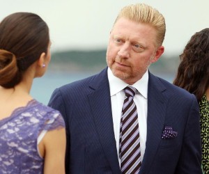 10.07.2014., Sveti Stefan, Crna Gora - Uzvanici stizu na vjencanje Novaka Djokovica i Jelene Ristic. Boris Becker sa suprugom Lilly Kerssenberg. "nPhoto: Ivo Cagalj/PIXSELL