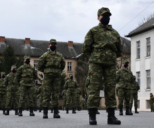 12.03.2021.,Pozega - Svecana prisega 29. narastaja rocnika na dragovoljnom vojnom osposobljavanju kojoj je nazocio i predsjednik RH Zoran Milanovic odrzana je se u vojarni "123. brigade HV"r"nPhoto: Ivica Galovic/PIXSELL