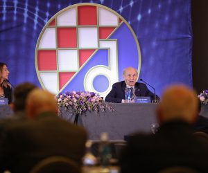 14.03.2022., Zagreb - U hotelu Sheraton odrzana je redovna sjednica Skupstina Dinama. predsjednica Uprave Dinama Vlatka Peras predsjednik Dinama Mirko Barisic Photo: Luka Stanzl/PIXSELL