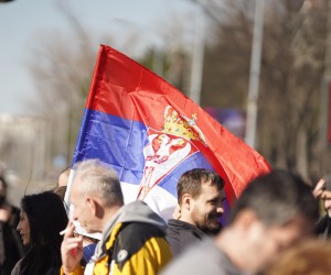 15, February, 2022, Belgrade - Environmental activists who had been camping in front of the Presidency for six days before, demanding a complete ban on lithium and pine mining in Serbia, called for a blockade of New Belgrade in front of the Palace of Serbia. Photo: Antonio Ahel/ATAImages

15, veljaca, 2022, Beograd  - Ekoloski aktivisti koji su prethodno sest dana kampirali ispred Predsjedsednistva trazeci potpunu zabranu iskopavanja litija i bora u Srbiji, najavaili su blokadu Novog Beograda ispred Palate Srbija. Photo: Antonio Ahel/ATAImages Photo: Antonio Ahel/ATAImages/PIXSELL
