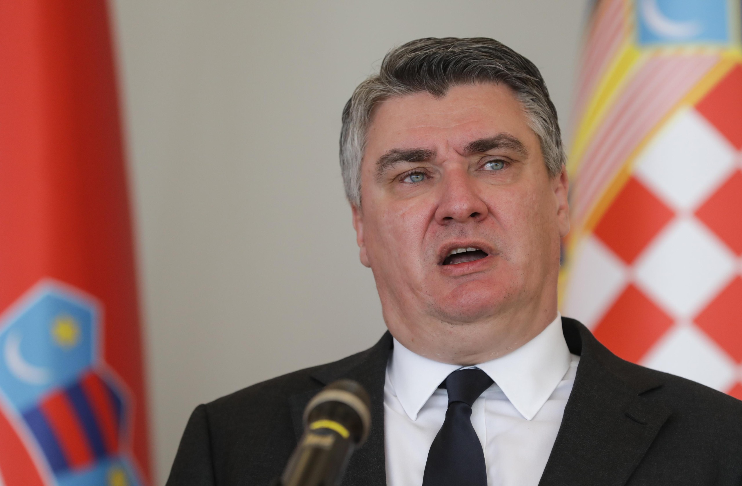 16.03.2022.,Zagreb, predsjednik Republike odlikovao knjizevnika, prevoditelja i novinara Marka Grcica Veleredom kralja Dmitra Zvonimira s lentom i Danicom za iznimne zasluge u knjizevnom, prevoditeljskom i publicistickom radu kojim je obogatio hrvatsku kulturu, ucvrsujuci njene nacionalne i univerzalne komponente. Nakon dodjele odlikovanja predsjednik Milanovic odrzao konferenciju za medije. Photo: Robert Anic/PIXSELL