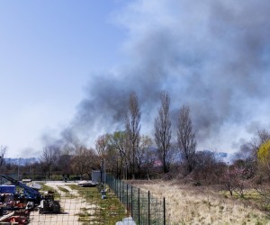 19.03.2022., Zrnovnica - Tijekom dana planuo je pozar uz rijeku Zrnovnicu.
 Photo: Miroslav Lelas/PIXSELL
