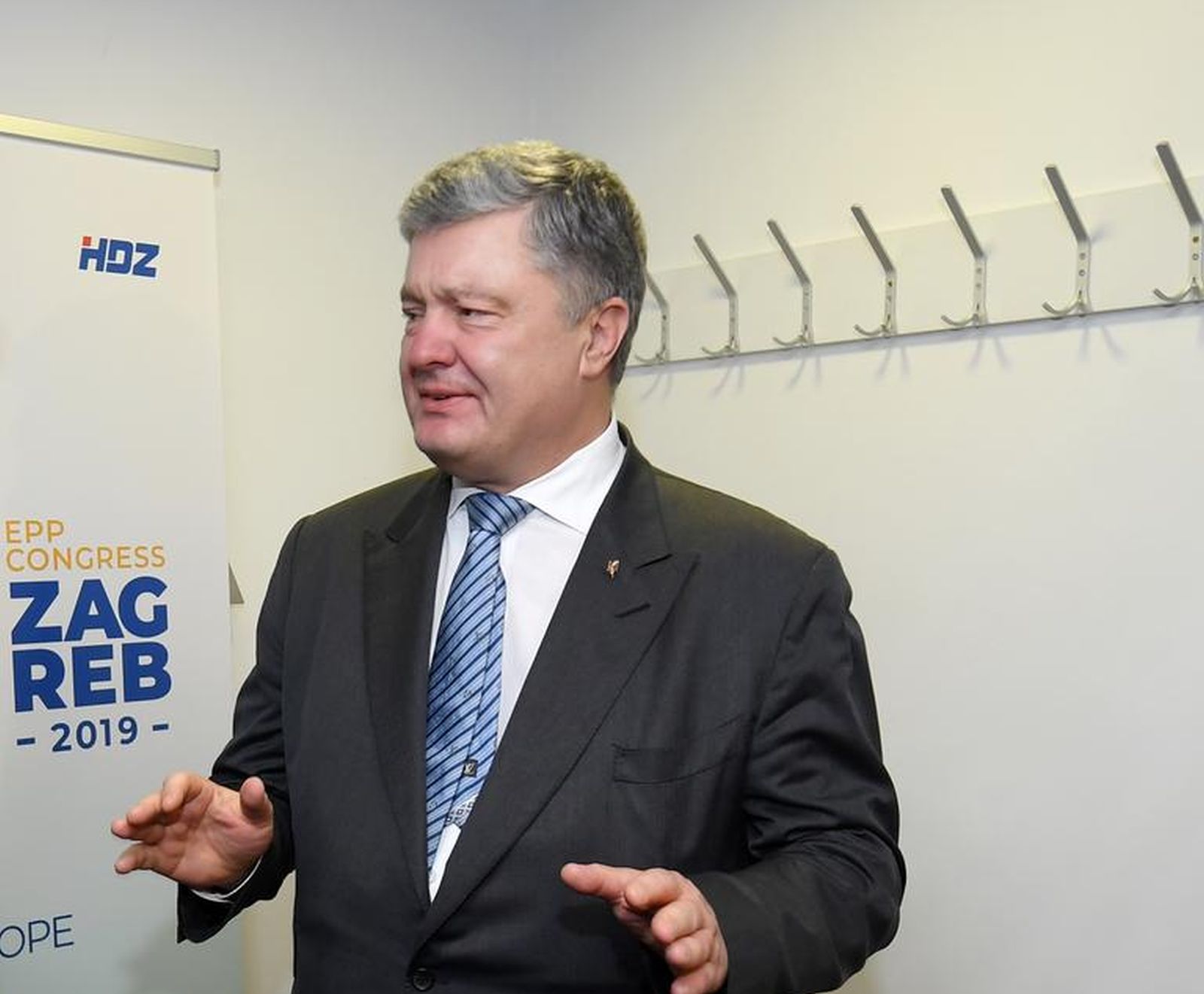 20.11.2019., Zagreb - Prvi dan dvodnevnog 24. izbornog kongresa Europske pucke stranke (EPP) u zagrebackoj Areni. Vise od 2000 sudionika iz 40 zemalja tijekom kongresa izabrat ce novo vodstvo Europske pucke stranke. Bilateralni sastanak premijera Andreja Plenkovica s Petrom Porosenkom, predsjednikom Blok Petra Porosenka Solidarnost Ukrajina. rPhoto: Marko Lukunic/PIXSELL