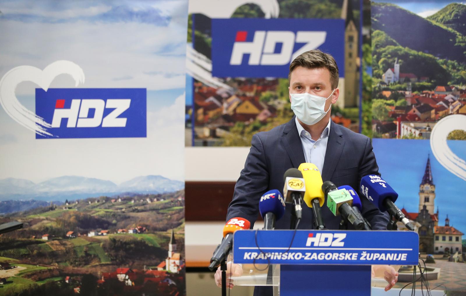 28.01.2021., Krapina - Predsjednik krapinsko-zagorskog HDZ-a i saborski zastupnik Zarko Tusek dao je izjavu medijima. Photo: Sanjin Strukic/PIXSELL