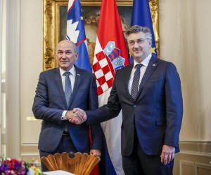28.03.2022., Zagreb - Premijer Andrej Plenkovic primio slovenskog kolegu Janeza Jansu koji stize u posjet Hrvatskoj. Photo: Slavko Midzor/PIXSELL