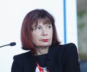 29.11.2019., Zagreb - U Nacionalnoj i sveucilisnoj knjiznici odrzana je konferencija "Hrvatska kakvu trebamo: Predsjedanje Hrvatske EU" u ogranizaciji Vecernjeg lista. Panel diskusija: EU i gospodarstvo. predsjednica Hrvatske udruge poslodavaca Gordana Deranja Photo: Luka Stanzl/PIXSELL