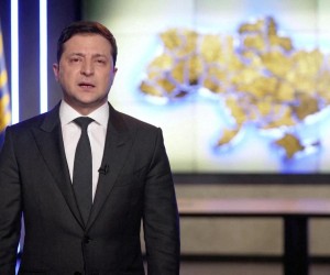 Ukrainian President Volodymyr Zelenskiy speaks in Russian during an address in Kyiv, Ukraine, February 24, 2022 in this still image taken from video. Ukrainian Presidential Press Service/via Reuters TV/Handout via REUTERS  ATTENTION EDITORS - THIS IMAGE WAS PROVIDED BY A THIRD PARTY. Photo: Ukrainian Presidential Press Ser/REUTERS