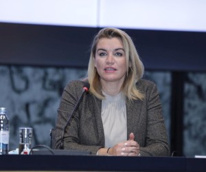 26.11.2021., Zagreb - U prostoru Nacionalne i sveucilsne knjiznice dodjeljene su Drzavne nagrade za sport 'Franjo Bucar' za 2021. godinu.
Dodjeli nagrada osim laureta prisustvovao je i premijer Andrej Plenkovic i ministrica sporta i turizma Nikolina Brnjac. Photo: Robert Anic/PIXSELL