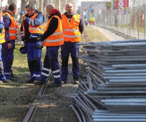 21.03.2022., Osijek - Pocetak radova na modernizaciji tramvajske pruge i tramvajskih stajalista u sklopu projekta "Modernizacija tramvajske infrastrukture na podrucju grada Osijeka." Photo: Dubravka Petric/PIXSELL