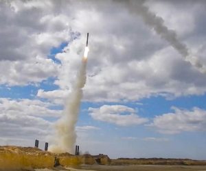 epa09843735 A handout still image taken from a handout video made available by the Russian Defence Ministry press service shows launch of missiles by the coastal missile system 'Bastion' on infrastructure facilities of the Armed Forces of Ukraine from an undisclosed position in Crimea, 23 March 2022. As a result of a strike with long-range precision weapons, an arsenal with weapons and military equipment of Ukrainian troops in the village of Orzhev, 14 kilometres north-west of the city of Rivne, two Tochka-U launchers near Kiev, and eight anti-aircraft missile systems were destroyed. On 24 February Russian troops had entered Ukrainian territory in what the Russian president declared a 'special military operation', resulting in fighting and destruction in the country, a huge flow of refugees, and multiple sanctions against Russia.  EPA/RUSSIAN DEFENCE MINISTRY PRESS SERVICE/HANDOUT  HANDOUT EDITORIAL USE ONLY/NO SALES