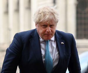 epa09857706 British Prime Minister Boris Johnson arrives for the Service of Thanksgiving for the life of Prince Philip, the late Duke of Edinburgh at Westminster Abbey, London, Britain 29 March 2022. The Duke of Edinburgh, who died in April 2021, had a long association with Westminster Abbey, including his own marriage to the then Princess Elizabeth there in 1947.  EPA/ANDY RAIN
