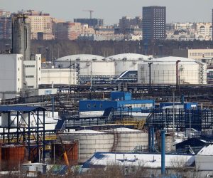 epa09870139 A view of the Gazpromneft MNPZ Moscow Petroleum Refinery JSC in Moscow, Russia, 04 April 2022. The Kremlin announced on 31 March the signing of a decree on transitioning to payments for Russian natural gas in rubles for 'unfriendly countries' starting 01 April, threatening supply disruption unless target nations comply. The decree would require foreign buyers of Russian gas to open an account at Russia's Gazprombank and transfer euros or US dollars into it.  EPA/MAXIM SHIPENKOV