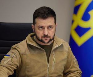 epa09912707 A handout photo made available by the Ukrainian Presidential Press Service shows Ukrainian President Volodymyr Zelensky during a meeting with his cabinet and visiting parliamentary delegations, among them from Switzerland, Romania and North Macedonia in the parliament building in Kyiv (Kiev), Ukraine, on 27 April 2022.  EPA/UKRANIAN PRESIDENTIAL PRESS SERVICE HANDOUT  HANDOUT EDITORIAL USE ONLY/NO SALES