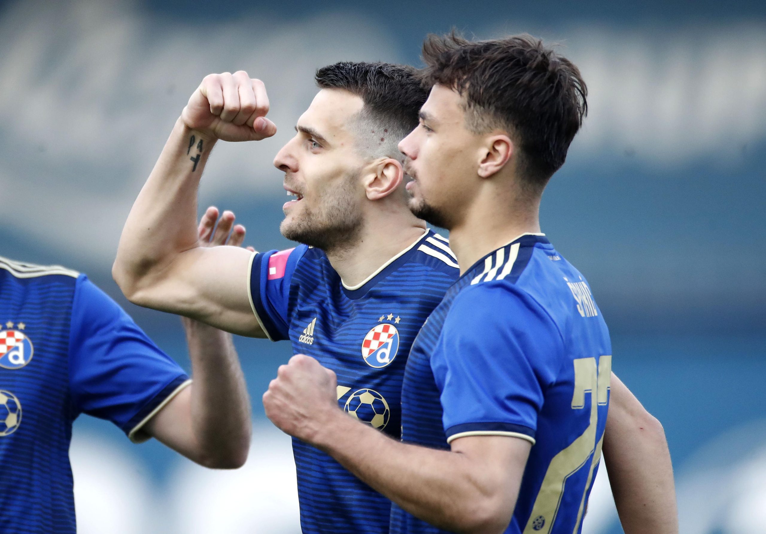 03.04.2022., stadion Maksimir, Zagreb - Hrvatski Telekom Prva liga, 29. kolo, GNK Dinamo - NK Hrvatski Dragovoljac. Komnen Andric, Dario Spikic   Photo: Slavko Midzor/PIXSELL