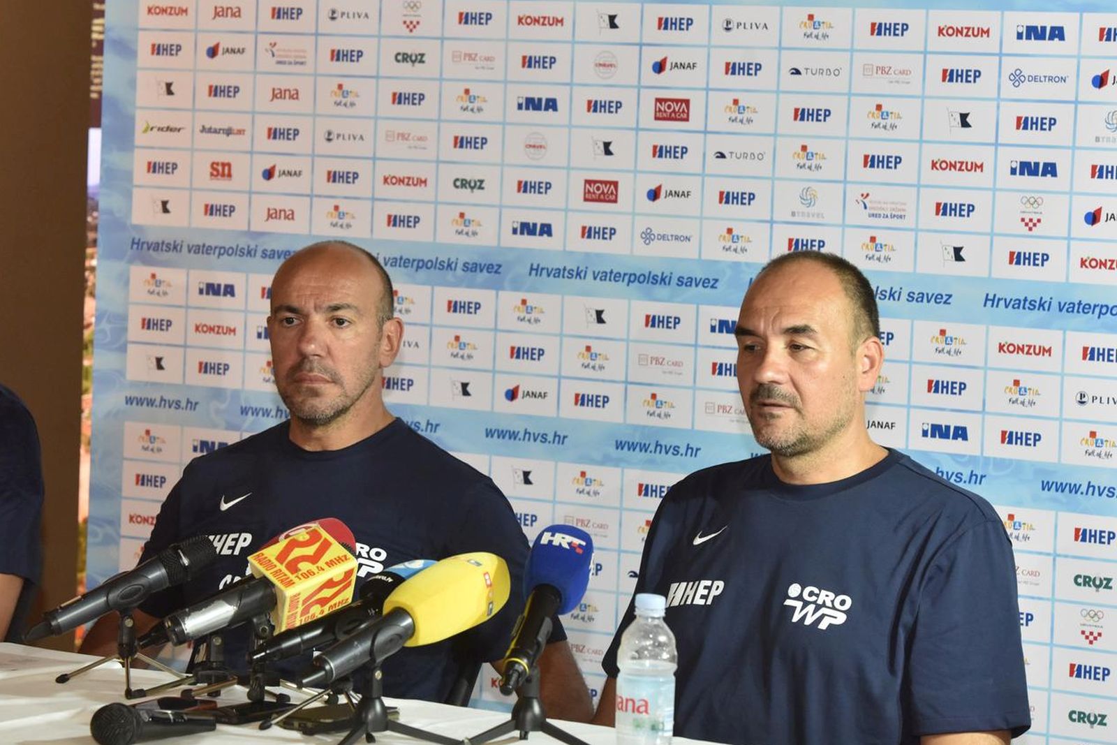 03.07.2019., Sibenik - Izbornik Ivica Tucak objavio popis putnika za Svjetsko prvenstvo u vaterpolu u Juznoj Koreji. Uz izbornika na konferenciji za medije govorili su Perica Bukic i Andro Buslje.rPhoto: Hrvoje Jelavic/PIXSELL