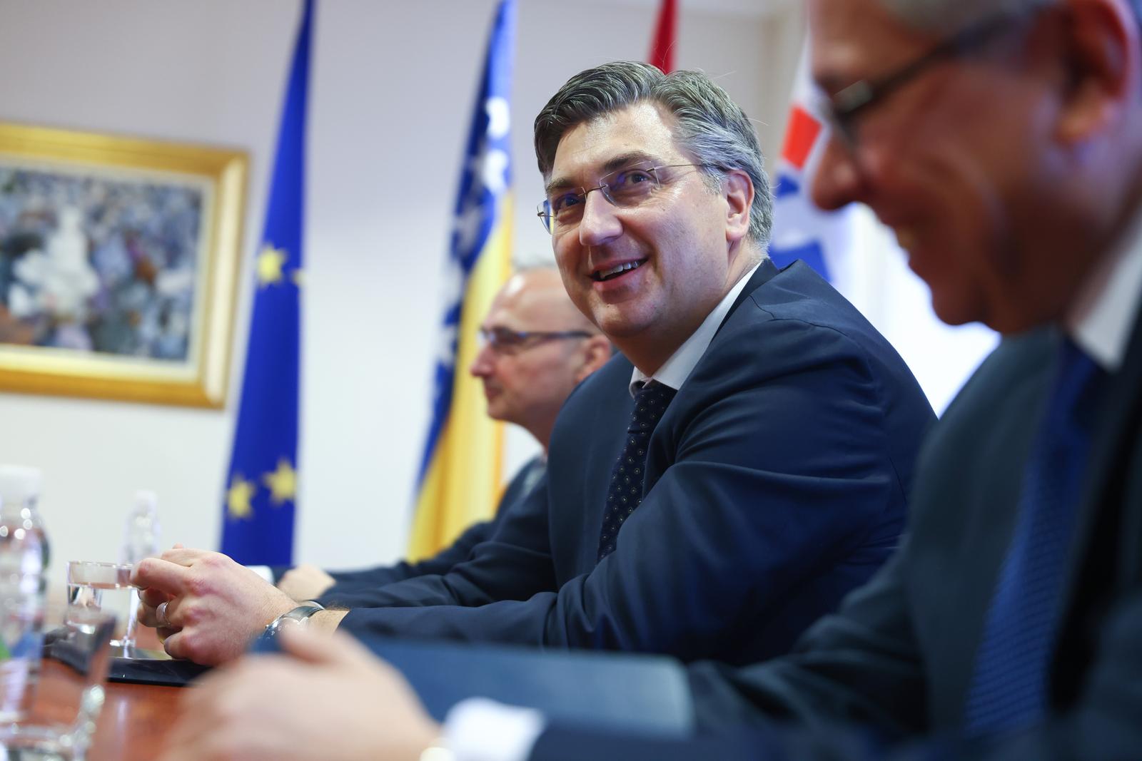 04.04.2022. Mostar - Sastanak izaslanstva HDZ-a RH i HDZ BiH, predvodjen predsjednicima stranaka Andrejom Plenkovicem i Draganom Covicem. Photo: Denis Kapetanovic/PIXSELL