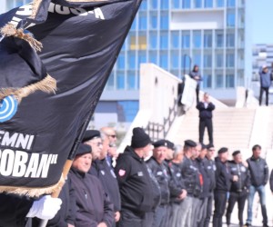 10.04.2022.,Split- Pored spomenika poginulim pripadnicima 9. bojne HOS-a Vitez Rafael Boban obiljezena je 31. obljetnica osnutka i odana pocast poginulima uz prigodno obracanje.
 Photo: Ivo Cagalj/PIXSELL