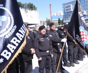 10.04.2022.,Split- Pored spomenika poginulim pripadnicima 9. bojne HOS-a Vitez Rafael Boban obiljezena je 31. obljetnica osnutka i odana pocast poginulima uz prigodno obracanje. Marko Skejo
 Photo: Ivo Cagalj/PIXSELL
