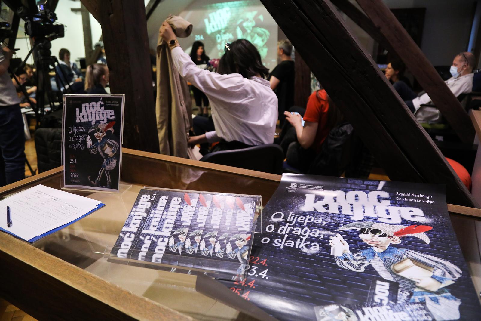 13.04..2022., Zagreb - U Galeriji Kupola Gradske knjiznice odrzana je konferencija za medije povodom odrzavanja manifestacije Noc knjige. Photo: Zeljko Hladika/PIXSELL